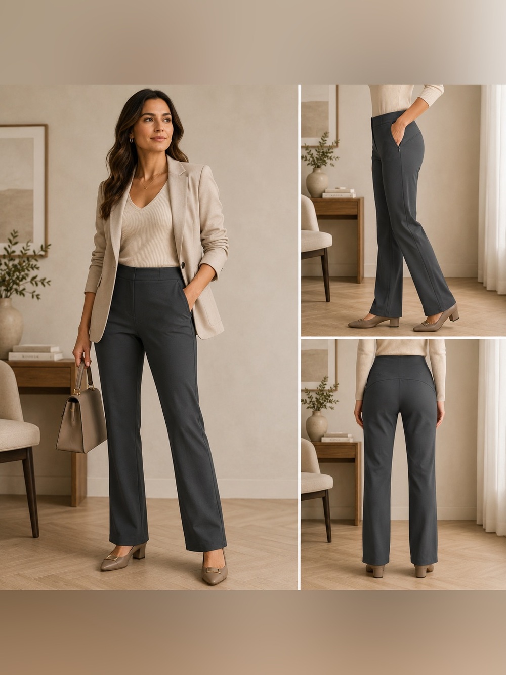 Lululemon Smooth-Fit Pull-On High-Rise Pants Size 2 Gray Slim Flare 31”